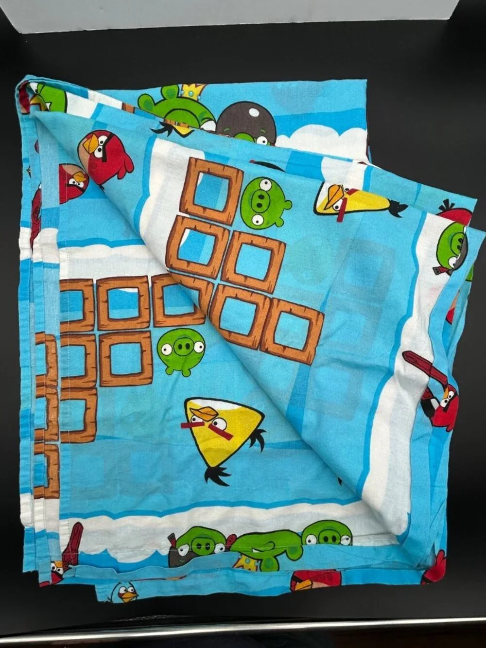 ANGRY BIRDS 2012 Twin Flat Sheet Rovio Kids Bedding Cotton Blend 66x96 Blue